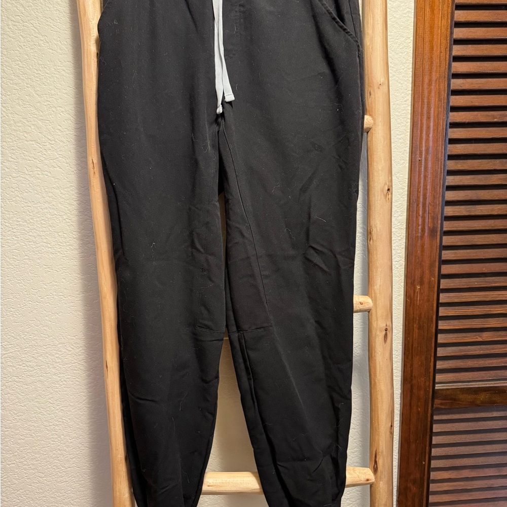 Figs Black Jogger Sweatpants with Tapered Leg and Drawstring Waist